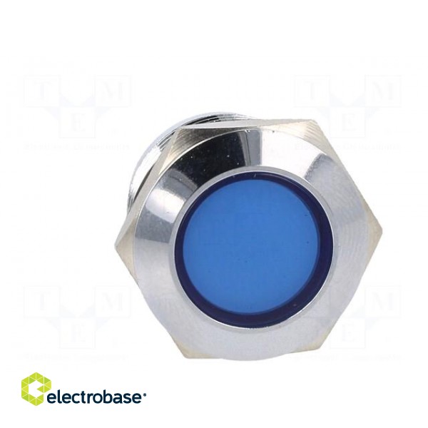 Indicator: LED | flat | blue | 24VDC | 24VAC | Ø19mm | brass | Body: silver image 9