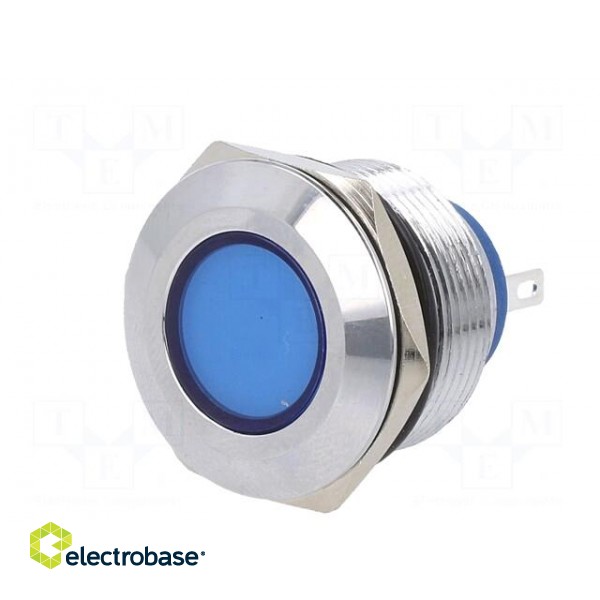 Indicator: LED | flat | blue | 24VDC | 24VAC | Ø22mm | brass | Body: silver фото 2