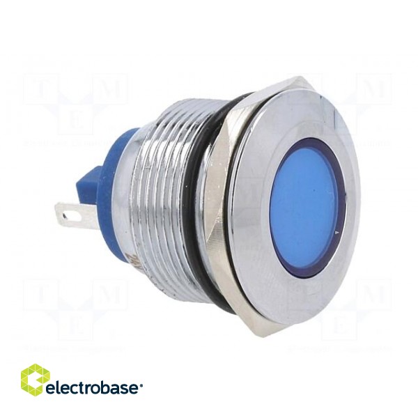 Indicator: LED | flat | blue | 24VDC | 24VAC | Ø22mm | brass | Body: silver фото 8