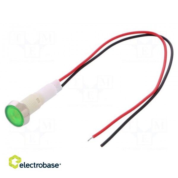 Indicator: LED | flat | 110VDC | 110VAC | Cutout: Ø10mm | 200mm leads