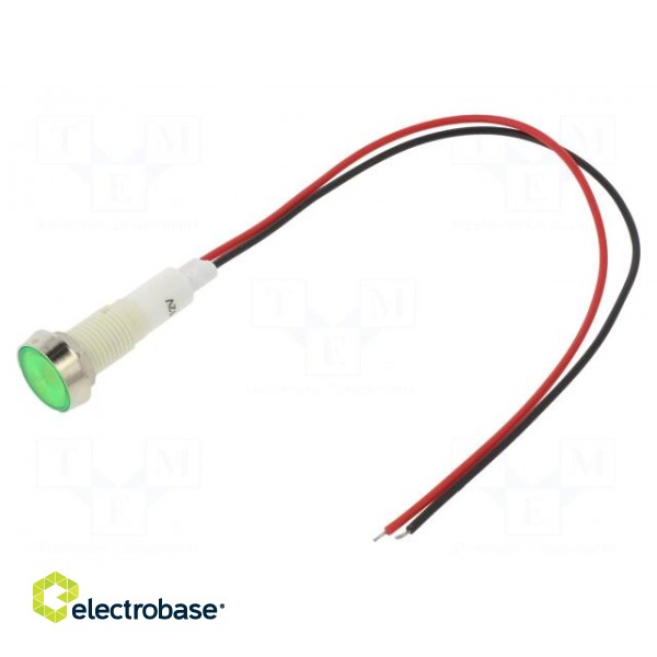 Indicator: LED | flat | 12VDC | 12VAC | Cutout: Ø10mm | 200mm leads