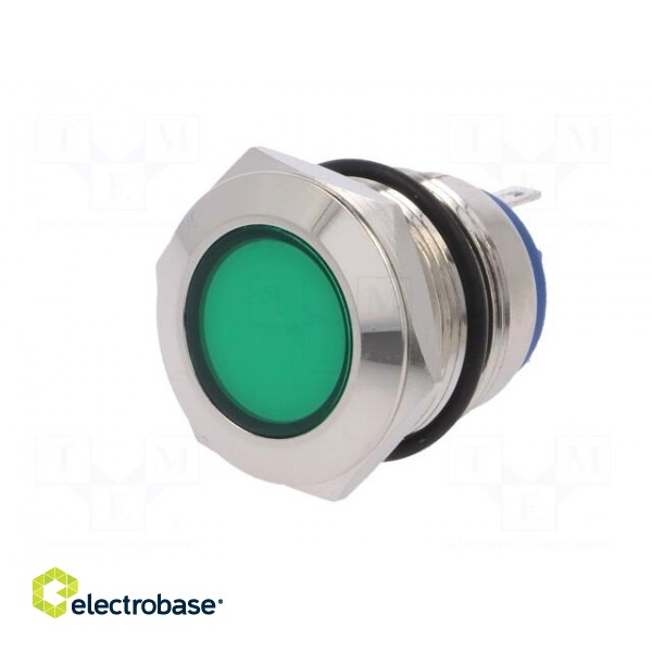 Indicator: LED | flat | 12VDC | 12VAC | Cutout: Ø19mm | brass image 2