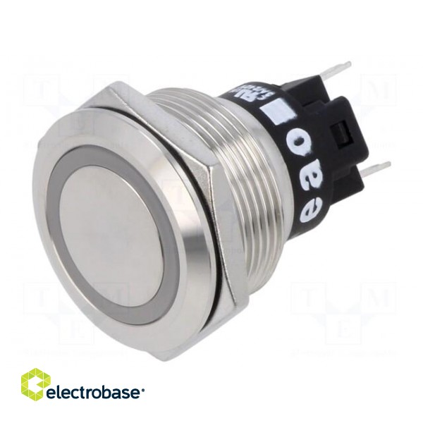 Indicator: LED | flat | green | 12VDC | 12VAC | Ø22mm | Body: silver