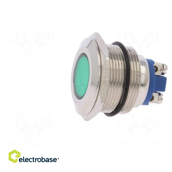 Indicator: LED | flat | 12VDC | 12VAC | Cutout: Ø22mm | screw | brass фото 3