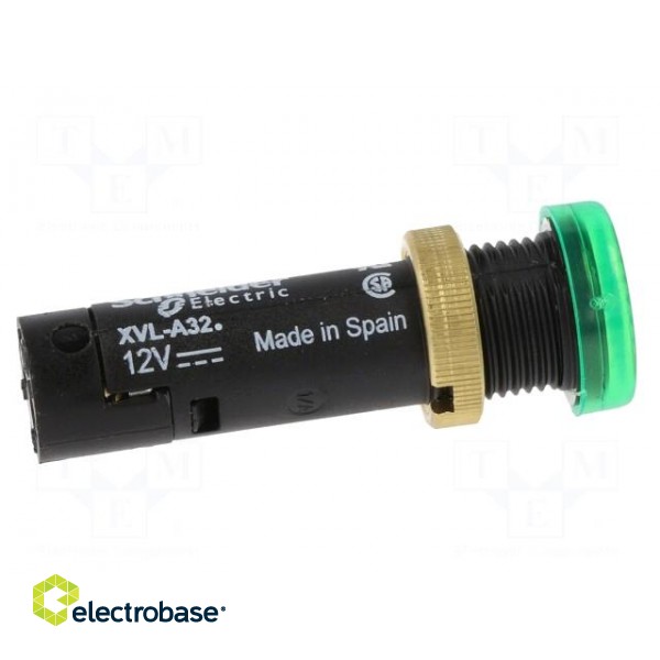 Indicator: LED | flat | green | 12VDC | Ø12mm | IP40 | screw terminals image 7