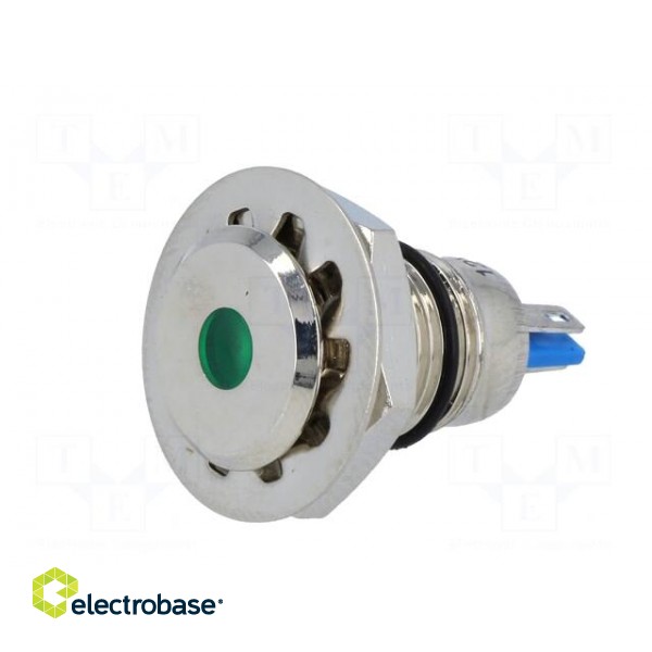 Indicator: LED | flat | green | 12VDC | Ø12mm | IP67 | for soldering image 2