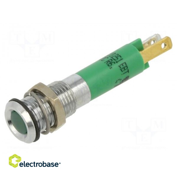 Indicator: LED | superflat | green | 12VDC | Ø8mm | IP40 | metal,plastic