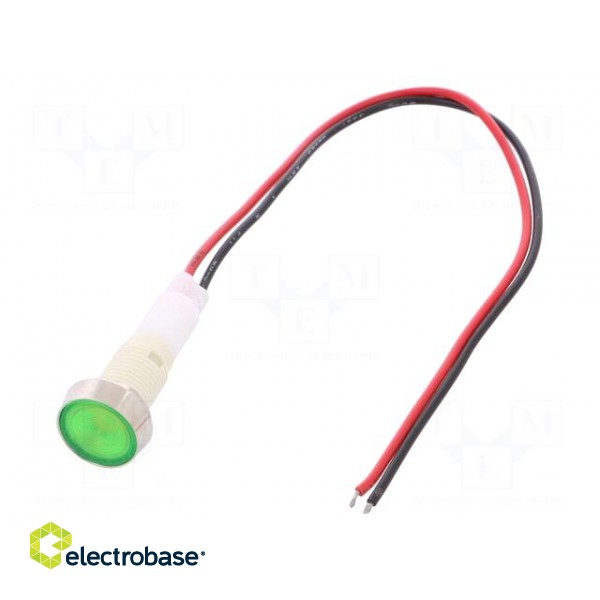 Indicator: LED | flat | 230VDC | 230VAC | Cutout: Ø10mm | 200mm leads
