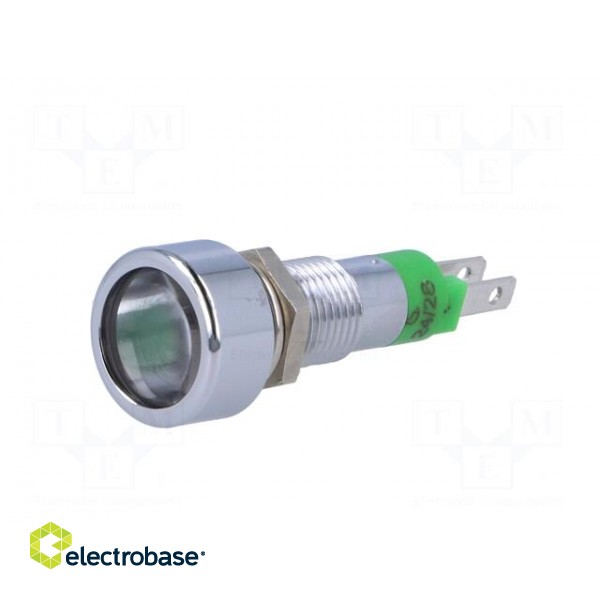 Indicator: LED | flat | green | 24÷28VDC | 24÷28VAC | Ø8.2mm | IP67 | brass image 2