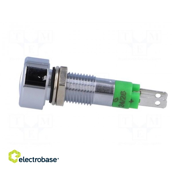 Indicator: LED | flat | green | 24÷28VDC | 24÷28VAC | Ø8.2mm | IP67 | brass image 3