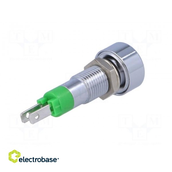 Indicator: LED | flat | green | 24÷28VDC | 24÷28VAC | Ø8.2mm | IP67 | brass image 6