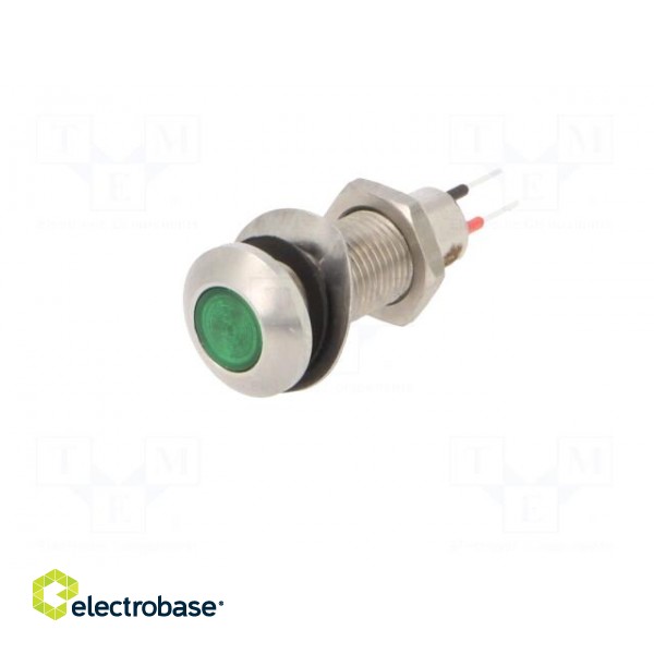 Indicator: LED | flat | green | 24÷28VDC | Ø8.1mm | IP67 | ØLED: 7mm фото 2