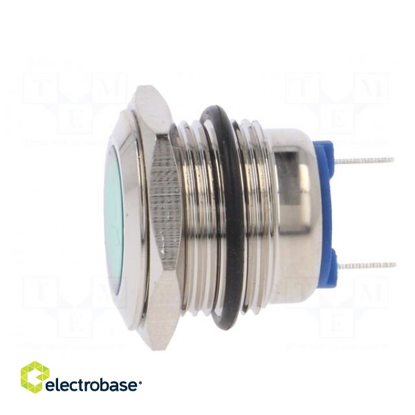Indicator: LED | flat | green | 24VDC | 24VAC | Ø16mm | brass | Body: silver image 3