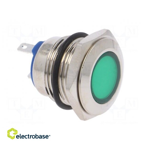 Indicator: LED | flat | green | 24VDC | 24VAC | Ø16mm | brass | Body: silver image 8