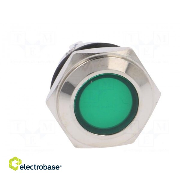 Indicator: LED | flat | green | 24VDC | 24VAC | Ø16mm | brass | Body: silver фото 9