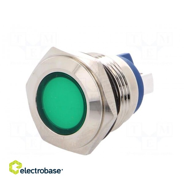 Indicator: LED | flat | 24VDC | 24VAC | Cutout: Ø16mm | screw | brass фото 2
