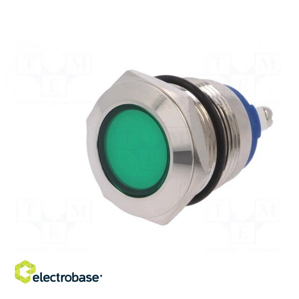 Indicator: LED | flat | 24VDC | 24VAC | Cutout: Ø19mm | screw | brass image 2
