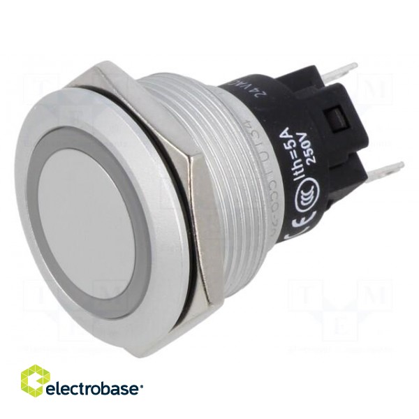 Indicator: LED | flat | green | 24VDC | 24VAC | Ø22mm | Body: silver