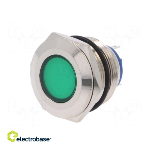 Indicator: LED | flat | 24VDC | 24VAC | Cutout: Ø22mm | brass фото 2
