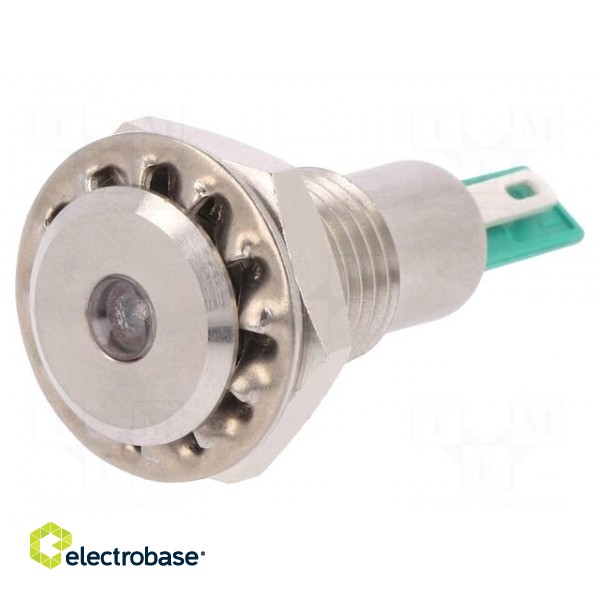 Indicator: LED | flat | 24VDC | Cutout: Ø12.1mm | IP67 | stainless steel image 1