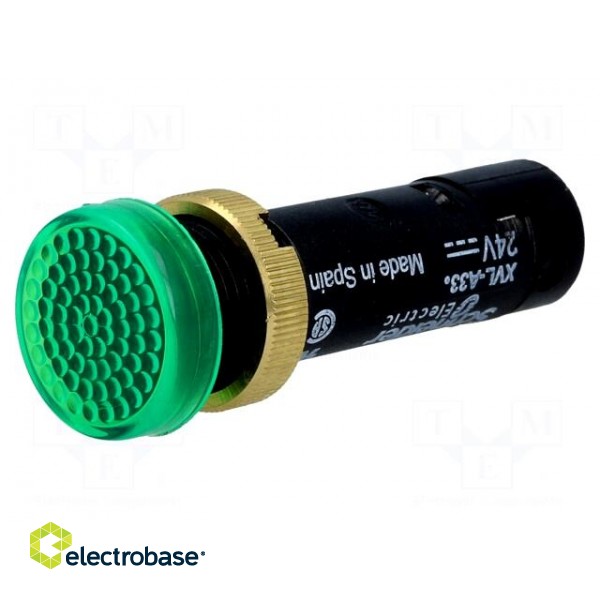 Indicator: LED | flat | green | 24VDC | Ø12mm | IP40 | screw terminals image 1