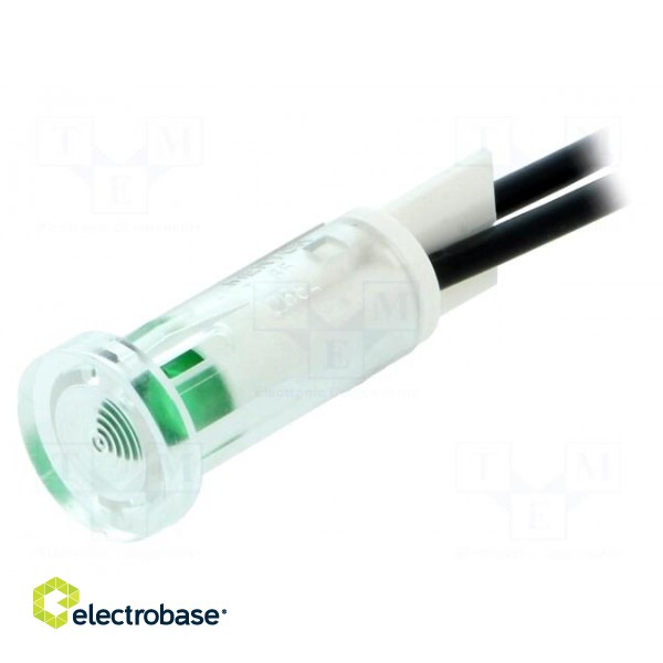 Indicator: LED | flat | green | Ø9.7mm | leads 100mm | plastic | ØLED: 5mm