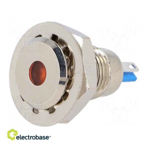 Indicator: LED | flat | 12VDC | Cutout: Ø12mm | IP67 | for soldering image 1