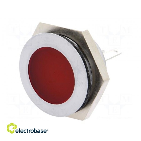 Indicator: LED | flat | 12÷14VDC | Cutout: Ø22mm | IP67 | metal фото 1