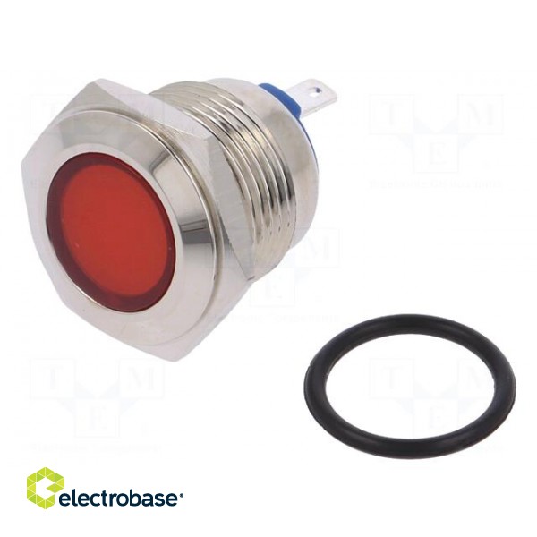 Indicator: LED | flat | 12VDC | 12VAC | Cutout: Ø16mm | brass image 1
