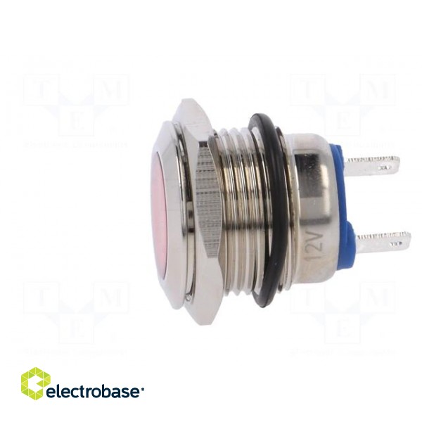 Indicator: LED | flat | 12VDC | 12VAC | Cutout: Ø16mm | brass image 3