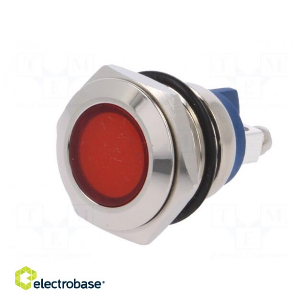 Indicator: LED | flat | 12VDC | 12VAC | Cutout: Ø16mm | screw | brass фото 2