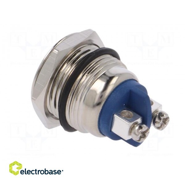 Indicator: LED | flat | 12VDC | 12VAC | Cutout: Ø16mm | screw | brass фото 4