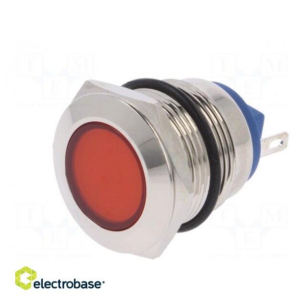 Indicator: LED | flat | 12VDC | 12VAC | Cutout: Ø19mm | brass фото 2
