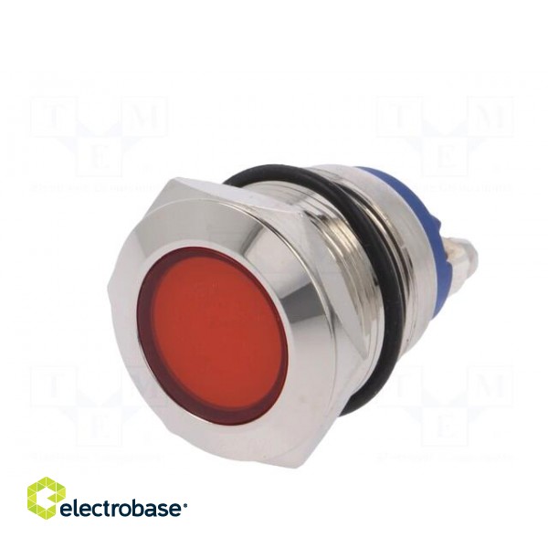 Indicator: LED | flat | 12VDC | 12VAC | Cutout: Ø19mm | screw | brass фото 2