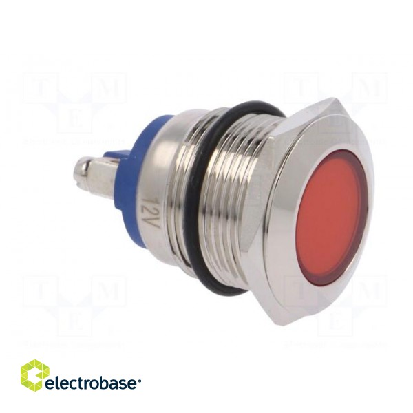 Indicator: LED | flat | 12VDC | 12VAC | Cutout: Ø19mm | screw | brass фото 8