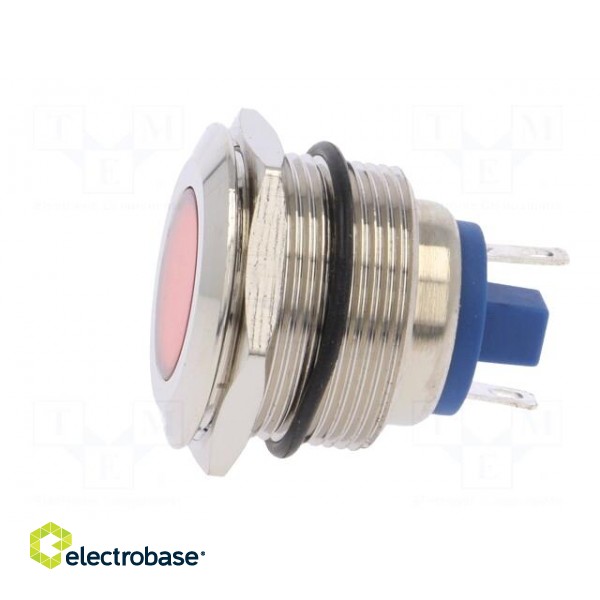 Indicator: LED | flat | 12VDC | 12VAC | Cutout: Ø22mm | brass фото 3