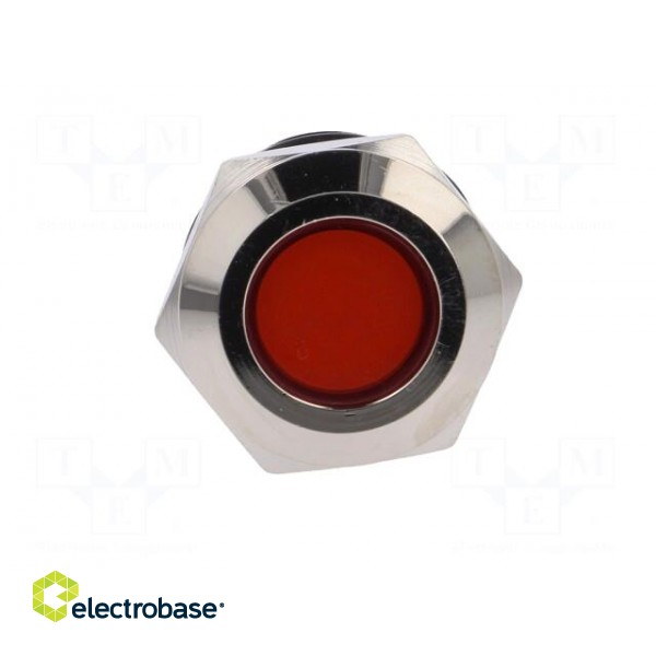 Indicator: LED | flat | red | 12VDC | 12VAC | Ø22mm | screw | brass paveikslėlis 9