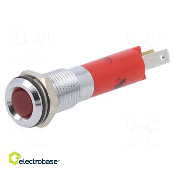 Indicator: LED | superflat | red | 12VDC | Ø8mm | IP40 | metal,plastic фото 1