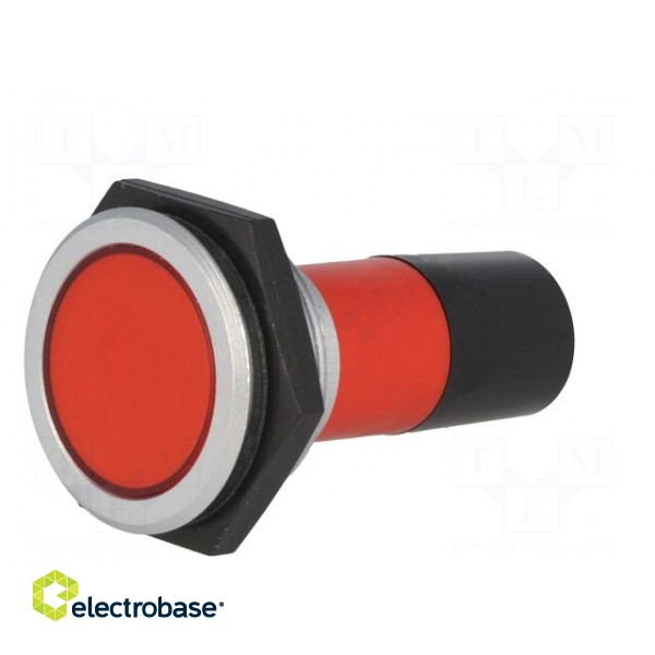 Indicator: LED | flat | red | 230VAC | Ø30.2mm | IP67 | brass | ØLED: 20mm image 2
