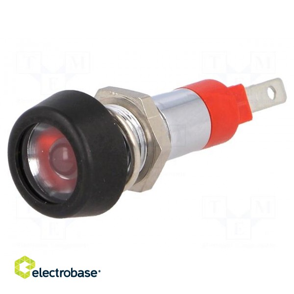 Indicator: LED | flat | red | 24÷28VDC | 24÷28VAC | Ø8.2mm | IP67 | brass image 1