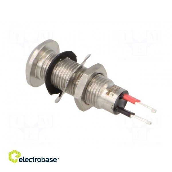 Indicator: LED | flat | red | 24÷28VDC | Ø8.1mm | IP67 | stainless steel фото 4