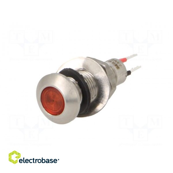 Indicator: LED | flat | red | 24÷28VDC | Ø8.1mm | IP67 | stainless steel image 2