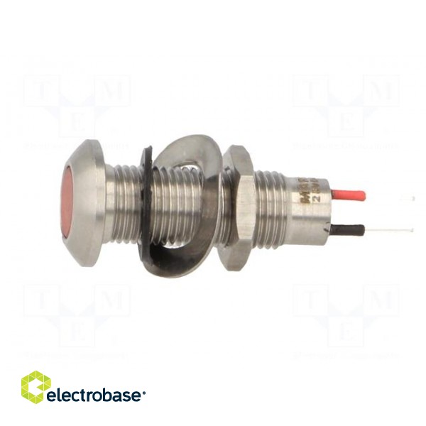 Indicator: LED | flat | red | 24÷28VDC | Ø8.1mm | IP67 | stainless steel image 3