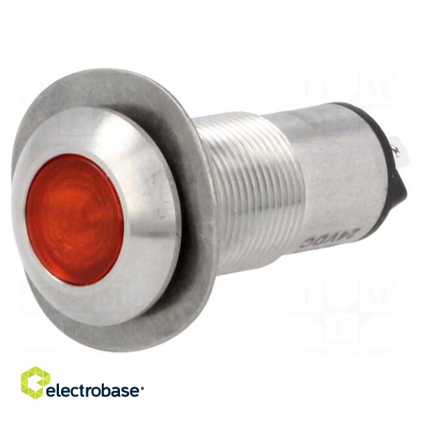 Indicator: LED | flat | 24VDC | Cutout: Ø13mm | IP67 | stainless steel image 1