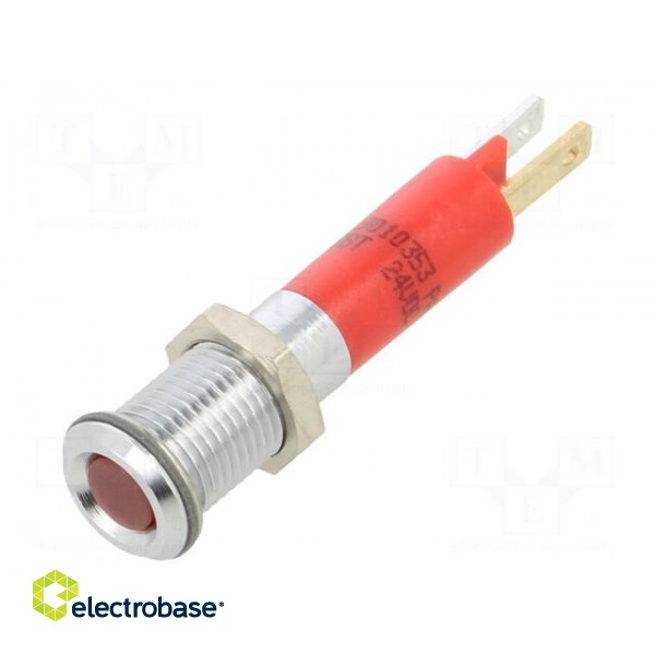 Indicator: LED | superflat | red | 24VDC | Ø8mm | IP40 | metal,plastic