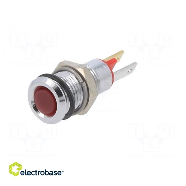 Indicator: LED | flat | red | 2VDC | Ø8mm | connectors 2,0x0,8mm | metal фото 2