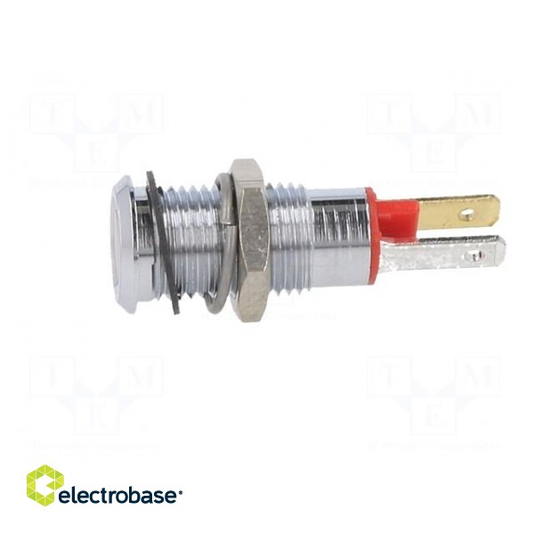 Indicator: LED | flat | red | 2VDC | Ø8mm | connectors 2,0x0,8mm | metal фото 3