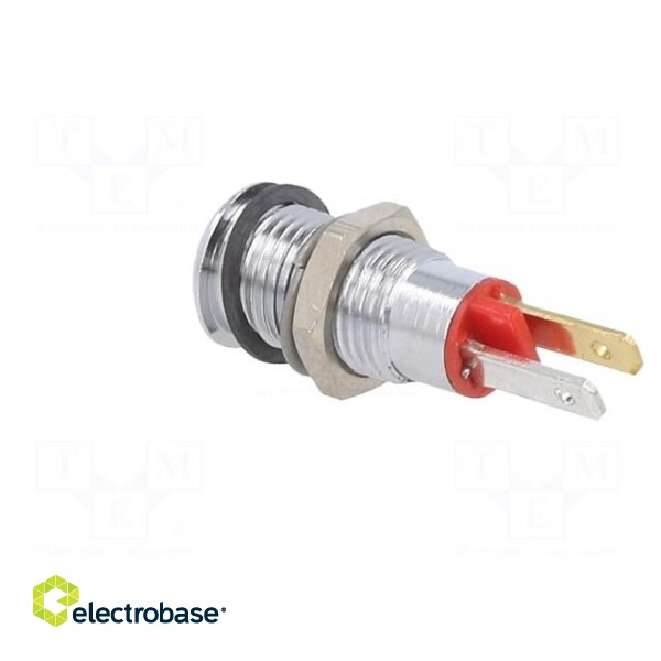 Indicator: LED | flat | red | 2VDC | Ø8mm | connectors 2,0x0,8mm | metal фото 4