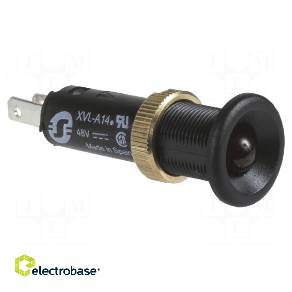 Indicator: LED | flat | red | 48VDC | Ø8mm | IP40 | connectors 2,8x0,5mm