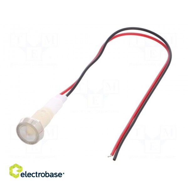 Indicator: LED | flat | 110VDC | 110VAC | Cutout: Ø10mm | 200mm leads